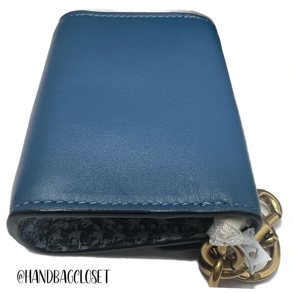 COACH Tea Rose Mini Parker Card Case Key Pouch With Snakeskin Detail Bag